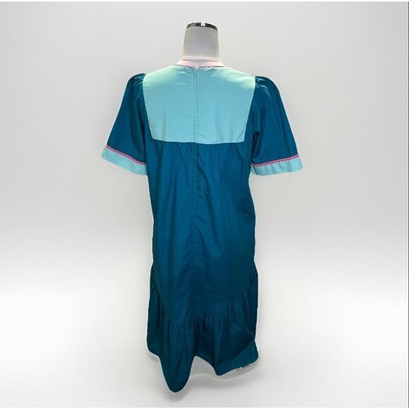 Vintage RM Dress Womens Large Puff Sleeve Applique Made USA 80s - Picture 3 of 7